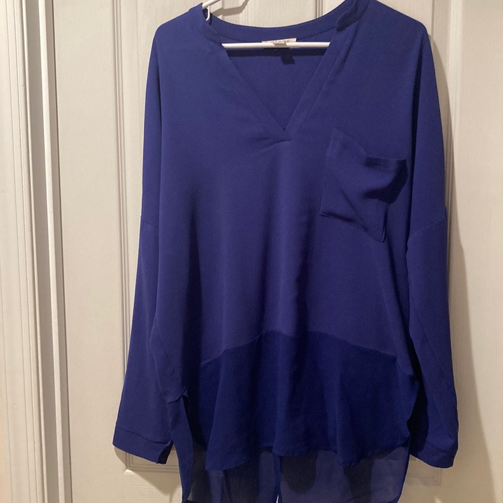 Francesca’s blue long sleeve blouse size large